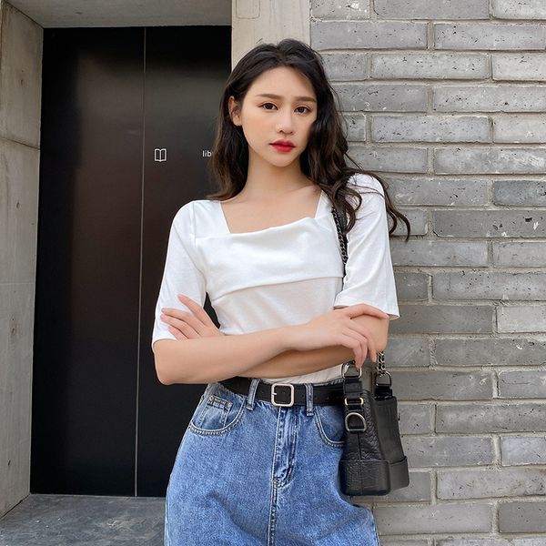 2020 новый летний chic площади воротник с коротким рукавом тонкий t shirt женщины повседневная все матча хлопок белый тис топы женщина майки, White
2020 новый летний chic площади воротник с коротким рукавом тонкий t shirt женщины повседневная все матча хлопок белый тис топы женщина майки, White