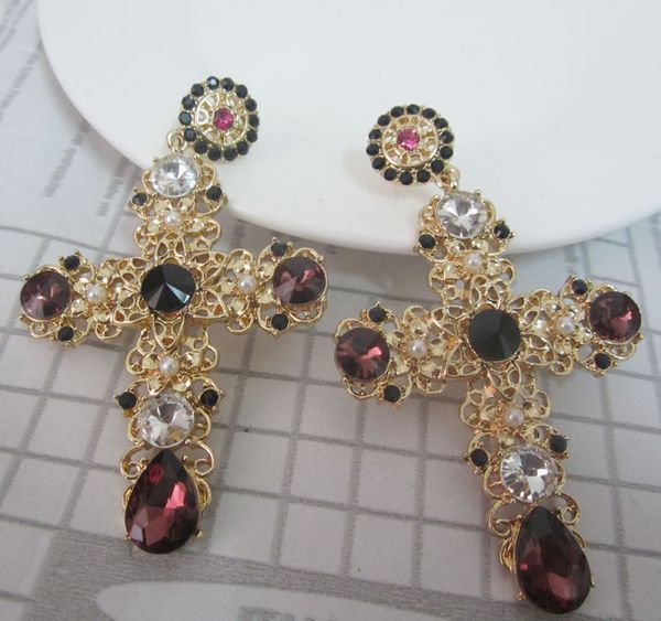 fashion brand baroque crystal cross stud earrings for women fashion jewerly gold earrings bridal brincos boucle d'oreille female punk b, Golden;silver
fashion brand baroque crystal cross stud earrings for women fashion jewerly gold earrings bridal brincos boucle d'oreille female punk b, Golden;silver