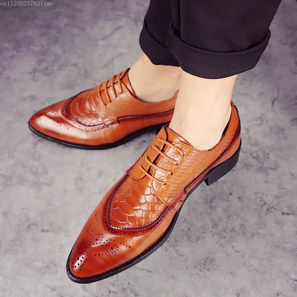 38-48 fashion leather shoes men dress shoe pointed oxfords shoes for men lace up formal 2020, Black
38-48 fashion leather shoes men dress shoe pointed oxfords shoes for men lace up formal 2020, Black