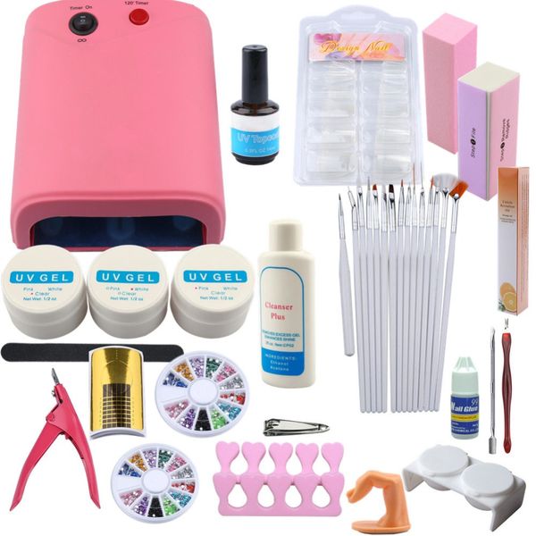 pro uv gel nail art kit 36w nail dryer lamp uv gel false tips sticky layer adhesive remover polish tools set for manicure
pro uv gel nail art kit 36w nail dryer lamp uv gel false tips sticky layer adhesive remover polish tools set for manicure