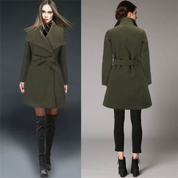 new sashes lapel neck women winter coats fashion solid color women outerwear casual female wool coats, Black
new sashes lapel neck women winter coats fashion solid color women outerwear casual female wool coats, Black