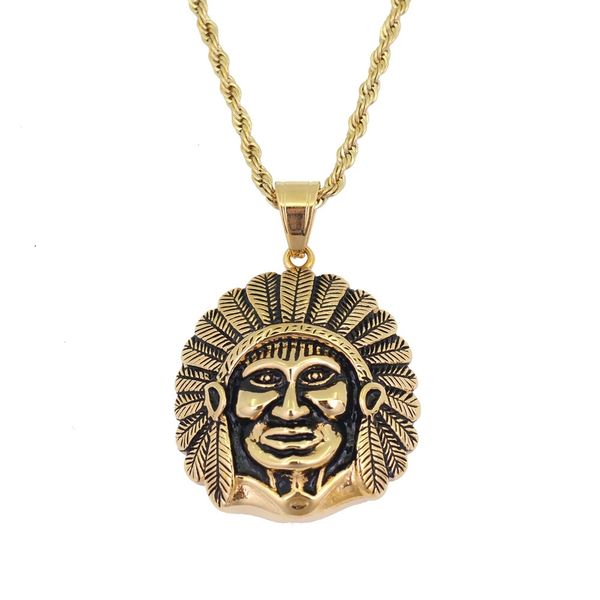 hip hop indian chief pendant necklaces for men ethnic style golden luxury necklace stainless steel cuban chains jewelry ing, Silver
hip hop indian chief pendant necklaces for men ethnic style golden luxury necklace stainless steel cuban chains jewelry ing, Silver