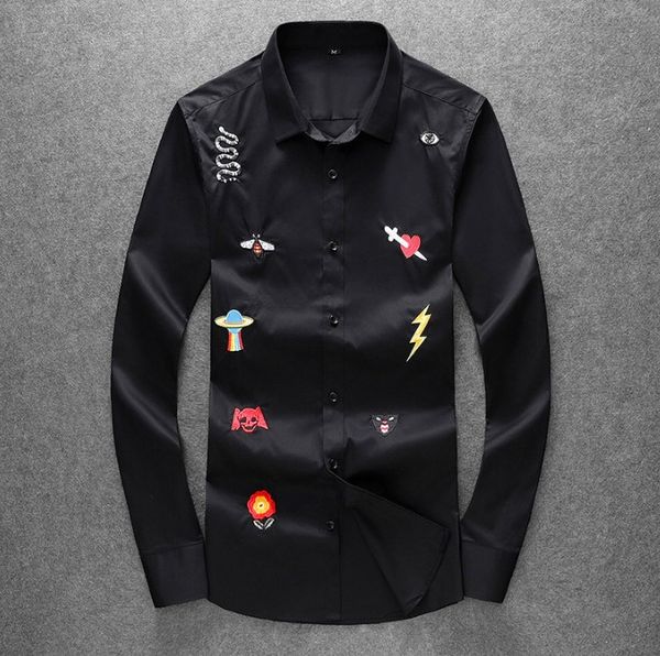 high new men embroidered snake leopard bee ufo flower cotton casual shirts shirt pocket long-sleeves 2xl #gt1, White;black
high new men embroidered snake leopard bee ufo flower cotton casual shirts shirt pocket long-sleeves 2xl #gt1, White;black
