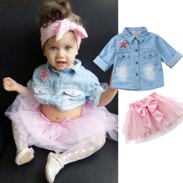 2018 New Kids Summer 2PCS Baby Girl Denim Top Shirt+Pink Bowknot Tutu Skirt Dress Children Summer Casual Outfits Clothes Set
2018 New Kids Summer 2PCS Baby Girl Denim Top Shirt+Pink Bowknot Tutu Skirt Dress Children Summer Casual Outfits Clothes Set
