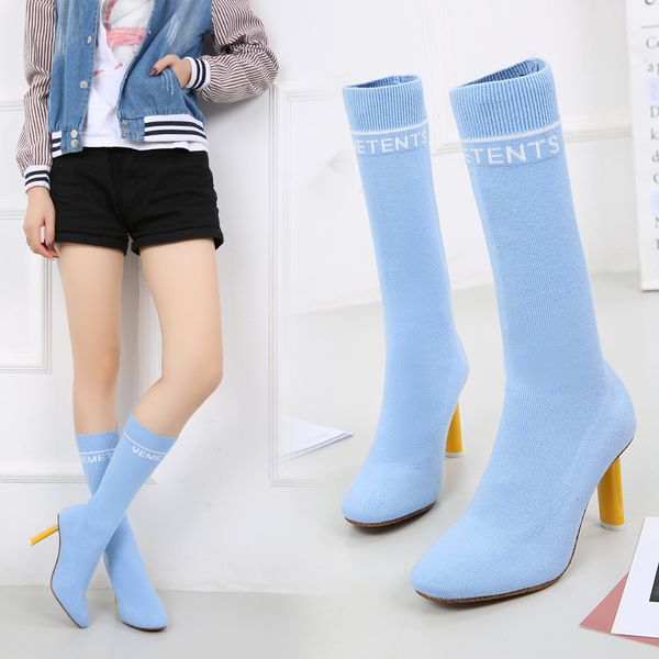 womens mid calf colorful wool knitted boots formal comfort casual shoes stretchy stilettos high heel pull on 4colors c672, Black
womens mid calf colorful wool knitted boots formal comfort casual shoes stretchy stilettos high heel pull on 4colors c672, Black