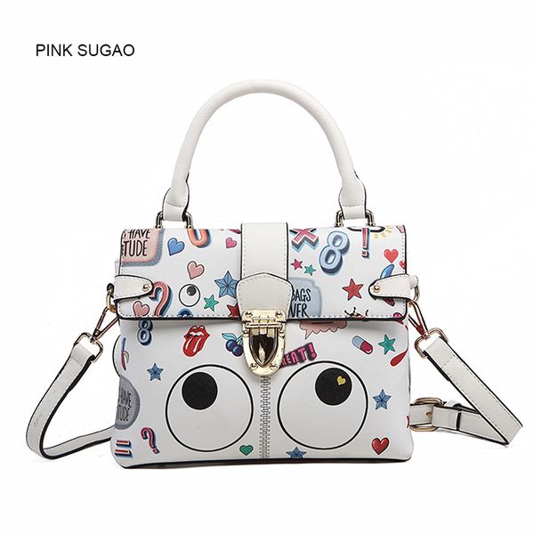 

Pink sugao luxury women handbags designer cartoon cute shoulder handbag new fashion and casual tote bag big eye flap crossbody handbag brand