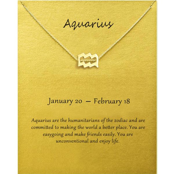 12 constellation necklace aquarius pendant necklace gold color chain for women fashion jewelry make a card, Silver
12 constellation necklace aquarius pendant necklace gold color chain for women fashion jewelry make a card, Silver