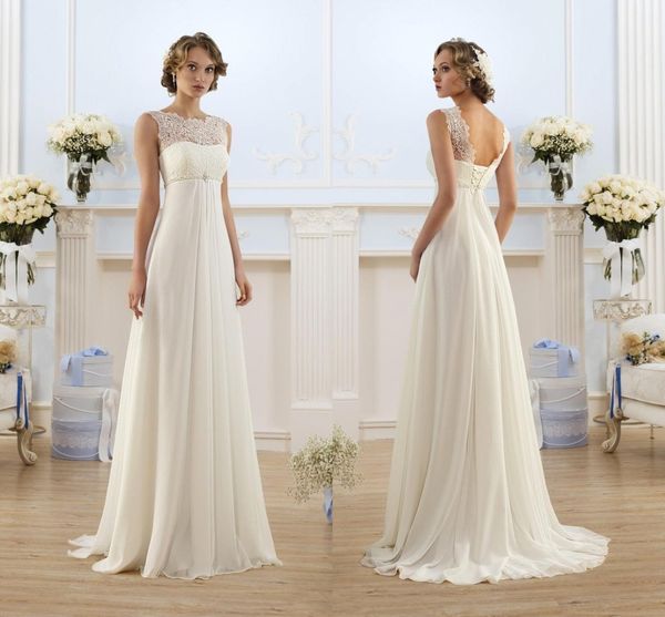 elegant sheath wedding dresses a line sheer neck capped sleeve empire waist floor length white chiffon beach bridal gowns
elegant sheath wedding dresses a line sheer neck capped sleeve empire waist floor length white chiffon beach bridal gowns