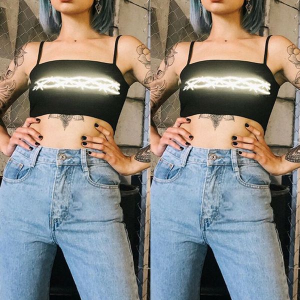 reflective tank women's fashion print reflective crop clubwear sportwear tank 2019 new, White
reflective tank women's fashion print reflective crop clubwear sportwear tank 2019 new, White