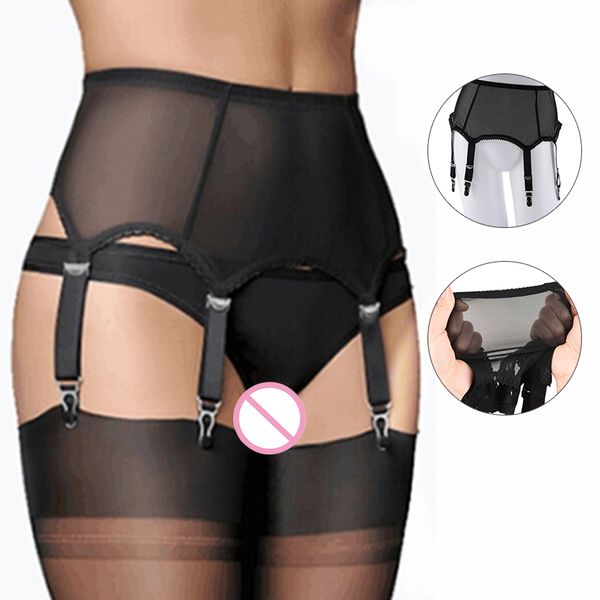 female lady elastic lingerie garter belt women high waist mesh suspender belt garters femme night club, Black;white
female lady elastic lingerie garter belt women high waist mesh suspender belt garters femme night club, Black;white
