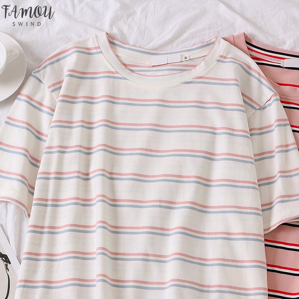 summer korean women casual loose stripe print t shirts ulzzang harajuku o neck short sleeve student pink tee poleras mujer, White
summer korean women casual loose stripe print t shirts ulzzang harajuku o neck short sleeve student pink tee poleras mujer, White
