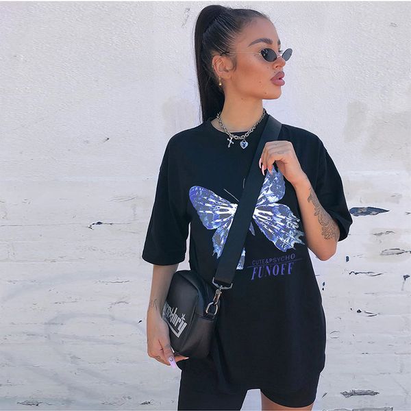 suchcute butterfly print female t-shirt black loose tee summer 2020 gothic streetwear plus size casual fitness women outfits, White
suchcute butterfly print female t-shirt black loose tee summer 2020 gothic streetwear plus size casual fitness women outfits, White