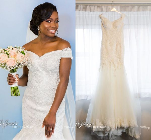 elegant off shoulder lace appliqued mermaid wedding dresses luxury african beaded plus size beach bohemian bridal gown, White
elegant off shoulder lace appliqued mermaid wedding dresses luxury african beaded plus size beach bohemian bridal gown, White