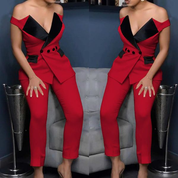 off shoulder notched collar buttoned blazer pants sets red prom dresses custom made plus size women evening gowns, Black
off shoulder notched collar buttoned blazer pants sets red prom dresses custom made plus size women evening gowns, Black