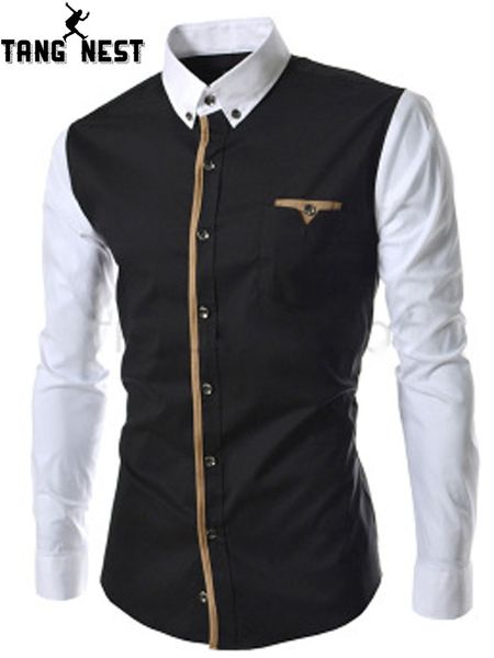 tangnest 2019 spring new men's stitching sleeve design casual long-sleeved shirt youth fashion trend shirt mcl2087, White;black
tangnest 2019 spring new men's stitching sleeve design casual long-sleeved shirt youth fashion trend shirt mcl2087, White;black