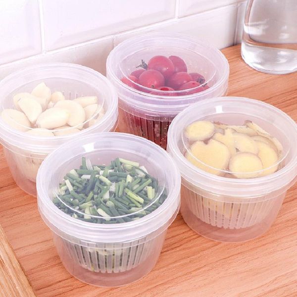 plastic round drain storage box for ginger garlic scallion onion refrigerator crisper with drain layer
plastic round drain storage box for ginger garlic scallion onion refrigerator crisper with drain layer