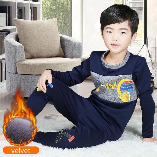 children's pajamas baby warm home clothes boy winter plus velvet thick sweater sleep pants children's clothing 2 sets, Blue;red
children's pajamas baby warm home clothes boy winter plus velvet thick sweater sleep pants children's clothing 2 sets, Blue;red