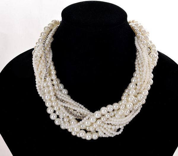 new european and american designer fashion simple retro exaggerated multi-layer white pearl knitted necklace lady accessories, Silver
new european and american designer fashion simple retro exaggerated multi-layer white pearl knitted necklace lady accessories, Silver