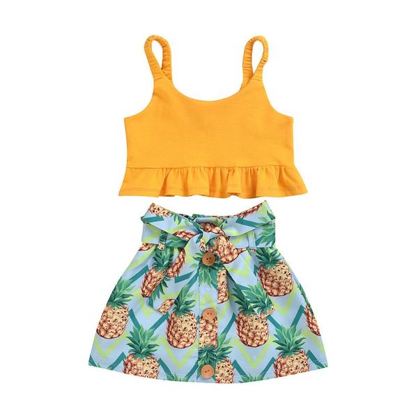 kancoold girls' solid color frill sling + pineapple print lace short skirt summer explosion two-piece suit, White
kancoold girls' solid color frill sling + pineapple print lace short skirt summer explosion two-piece suit, White