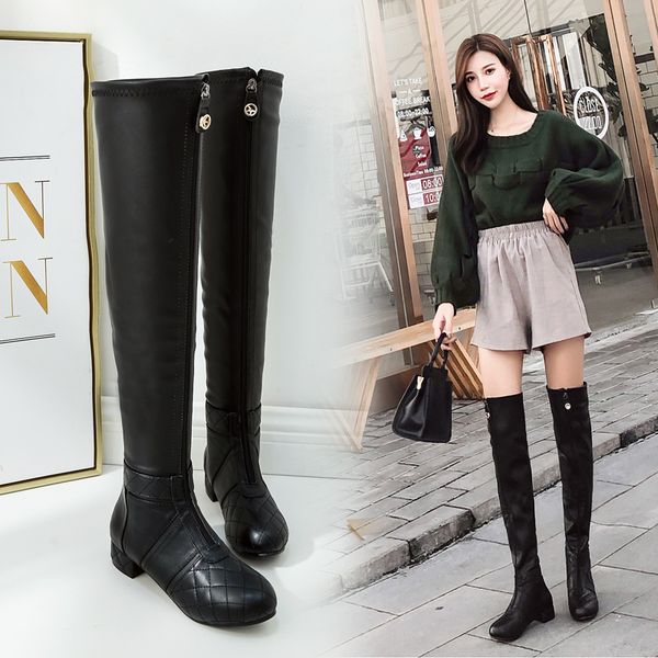 2019 women over the knee boots female zipper long sock glossy solid boots ladies luxury round-toe winter shoes size 35-40, Black
2019 women over the knee boots female zipper long sock glossy solid boots ladies luxury round-toe winter shoes size 35-40, Black