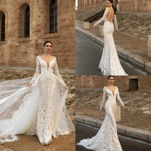 2020 gorgeous wedding dresses with detachable skirt deep v neck lace appliqued mermaid wedding dress long sleeve custom made robes de mariée, White
2020 gorgeous wedding dresses with detachable skirt deep v neck lace appliqued mermaid wedding dress long sleeve custom made robes de mariée, White