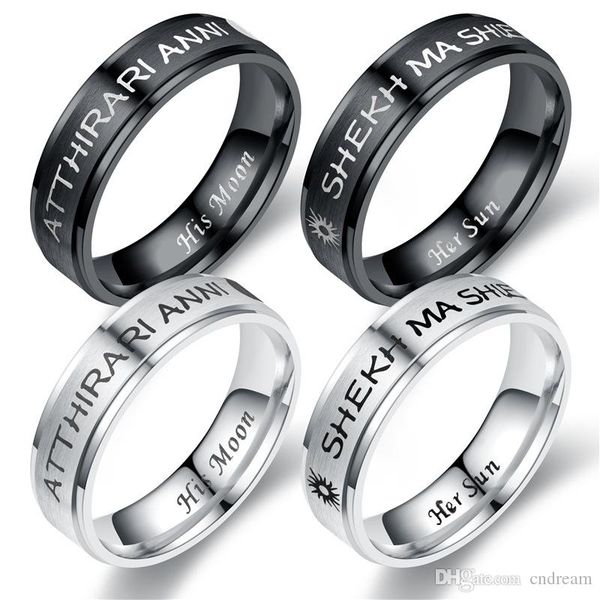 stainless steel game of thrones her sun his moon ring letter band rings love couple ring fashion jewelry for men women drop shipping, Silver
stainless steel game of thrones her sun his moon ring letter band rings love couple ring fashion jewelry for men women drop shipping, Silver