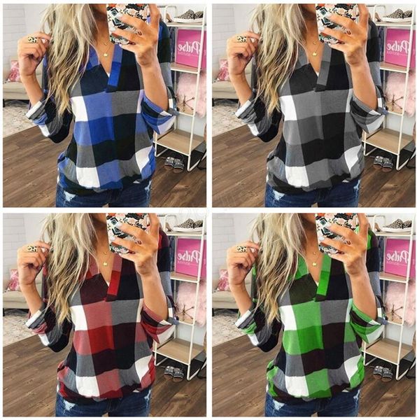 women plaid t-shirt shirts v neck long sleeves lattice t shirts blouse ladies maternity clothes tees plus size ljja3037, White
women plaid t-shirt shirts v neck long sleeves lattice t shirts blouse ladies maternity clothes tees plus size ljja3037, White