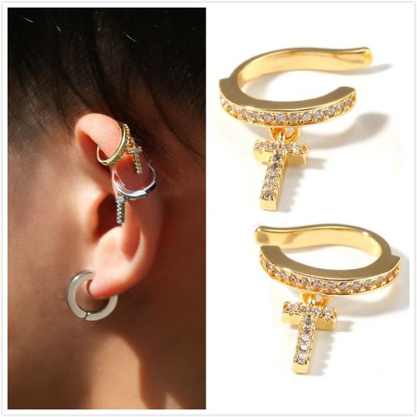 new fashion 18k white gold plated iced out cz cubic zirconia cross cuff earrings hip hop bling diamond earring ear jewelry for men womenins, Golden
new fashion 18k white gold plated iced out cz cubic zirconia cross cuff earrings hip hop bling diamond earring ear jewelry for men womenins, Golden