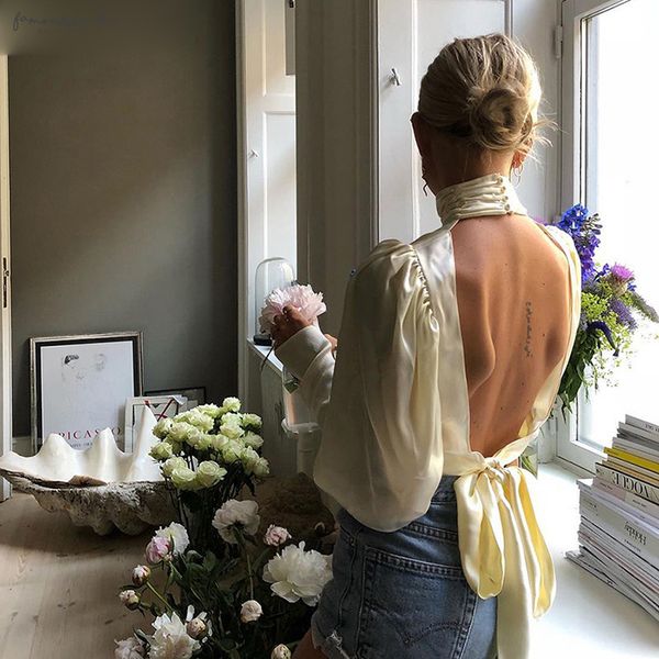 new women elegant high-necked puff sleeve linen shirt temperament wild long-sleeved shirt backless was thin female drop shipping, White
new women elegant high-necked puff sleeve linen shirt temperament wild long-sleeved shirt backless was thin female drop shipping, White