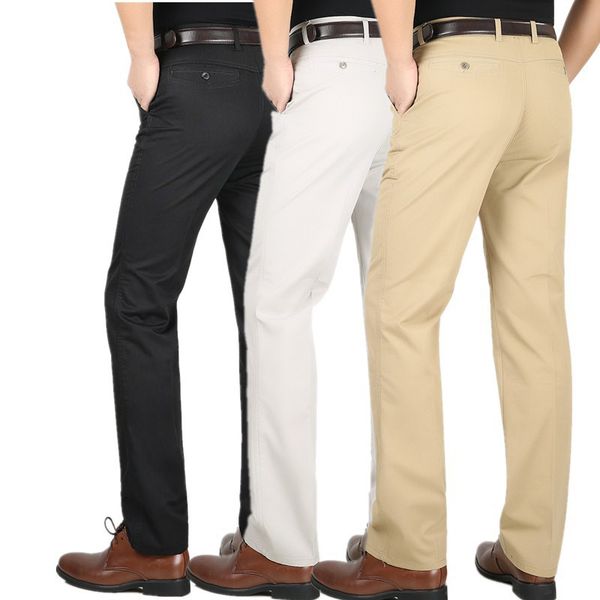 thin middle-aged men's casual pants spring summer high waist straight easy wash and wear long pants solid loose dress trousers, Black
thin middle-aged men's casual pants spring summer high waist straight easy wash and wear long pants solid loose dress trousers, Black