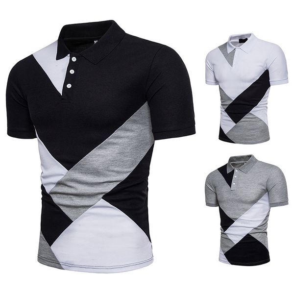 men's polos mens summer shirts geometry patchwork casual slim fit fashion short sleeved male, White;black
men's polos mens summer shirts geometry patchwork casual slim fit fashion short sleeved male, White;black