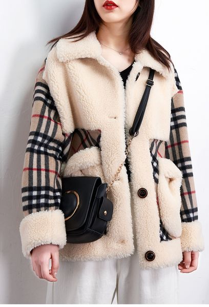 the new double-sided plaid cashmere coat it stitching wool fur coat female lambs wool casual short paragraph thick warm fur coat 02a, Black
the new double-sided plaid cashmere coat it stitching wool fur coat female lambs wool casual short paragraph thick warm fur coat 02a, Black