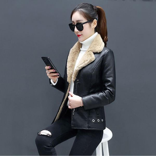 2019new fashion women autumn winter black faux leather fur one jacket zipper turn-down collar biker thicken jacket slim warmaa30
2019new fashion women autumn winter black faux leather fur one jacket zipper turn-down collar biker thicken jacket slim warmaa30