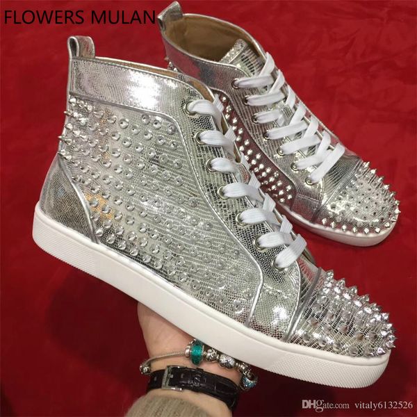 2018 Fashion Men Women Sneakers Leather Spikes stud High Top Red Bottom Spikes Causal Shoes, Fashion Lovers Luxury Designer Flat Shoes size
2018 Fashion Men Women Sneakers Leather Spikes stud High Top Red Bottom Spikes Causal Shoes, Fashion Lovers Luxury Designer Flat Shoes size