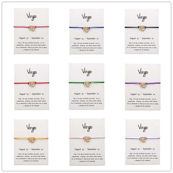 white card fashion jewelry 12 constellation zodiac virgo lucky rope bracelet bangles for women accessories, Golden;silver
white card fashion jewelry 12 constellation zodiac virgo lucky rope bracelet bangles for women accessories, Golden;silver