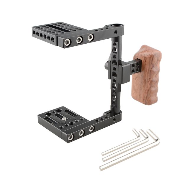 camvate compact camera half cage rig with nato left handle wooden grip c2053