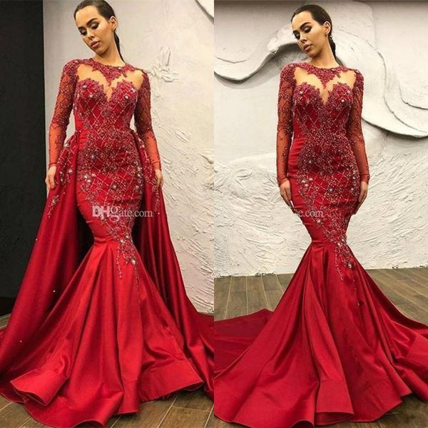 elegant mermaid prom dresses detachable train beading appliques crystal celebrity evening gowns satin long sleeve special occasion dress, Black
elegant mermaid prom dresses detachable train beading appliques crystal celebrity evening gowns satin long sleeve special occasion dress, Black