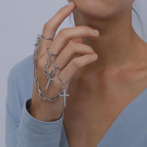vintage chain u-shaped bracelet with creative personality cross tassel ring set, Black
vintage chain u-shaped bracelet with creative personality cross tassel ring set, Black
