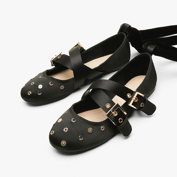 spring summer belt buckle ballet flats lace-up black round toe shoes woman shallow comfy metal decoration loafers femme moccasin
spring summer belt buckle ballet flats lace-up black round toe shoes woman shallow comfy metal decoration loafers femme moccasin