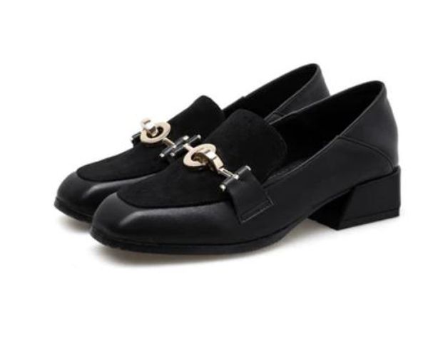 2019 women's shoes in spring and autumn with new style low heel coarse heel square head, Black
2019 women's shoes in spring and autumn with new style low heel coarse heel square head, Black
