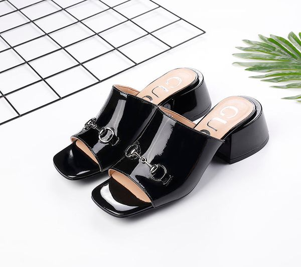New Patent leather mid heel slide Women's Luxury Designer Sandals Black Leather Rubber Sole Horsebit Slippers Woman Shoes
New Patent leather mid heel slide Women's Luxury Designer Sandals Black Leather Rubber Sole Horsebit Slippers Woman Shoes
