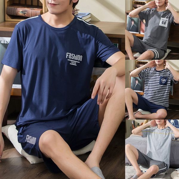 men's sleepwear pajama sets summer man pajamas set simple short sleeve cotton for men pant leisure outwear, Black;brown
men's sleepwear pajama sets summer man pajamas set simple short sleeve cotton for men pant leisure outwear, Black;brown