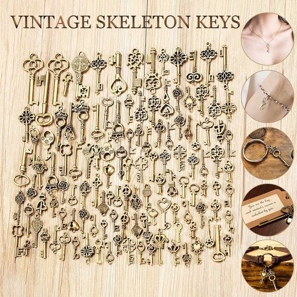 125pcs mini bow pendant skeleton heart vintage gift diy decorative craft necklace bronze keys set portable jewelry making metal, Silver
125pcs mini bow pendant skeleton heart vintage gift diy decorative craft necklace bronze keys set portable jewelry making metal, Silver