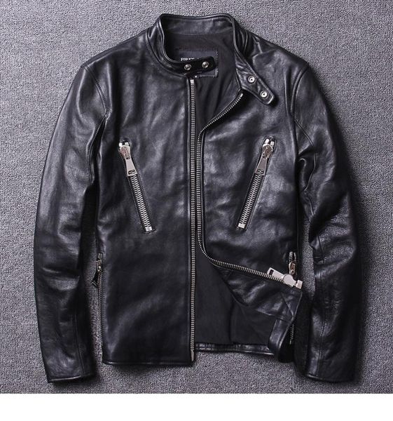 men's leather & faux jacket men'sgenuine wax sensation vegetable tanning cowhide motorcycle clothing stand collar zipper autumn wi, Black
men's leather & faux jacket men'sgenuine wax sensation vegetable tanning cowhide motorcycle clothing stand collar zipper autumn wi, Black