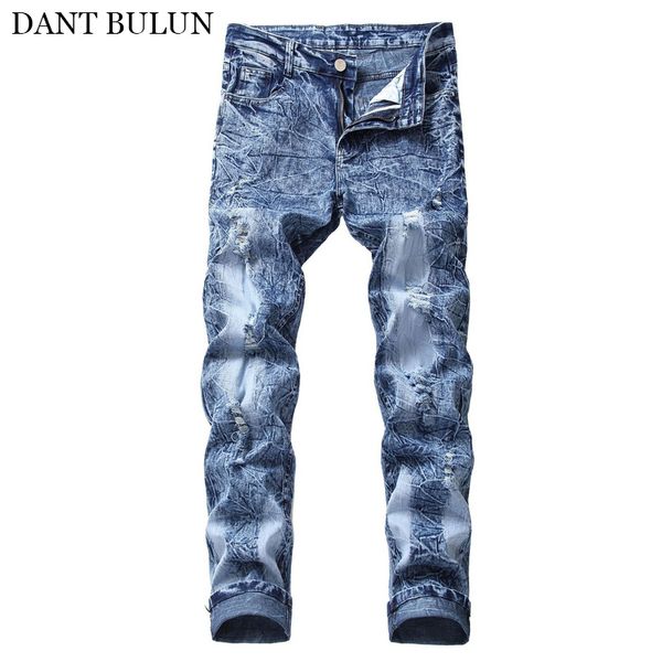 jeans for men stretchy pleated skinny fit ripped jeans homme destroyed snow washed denim pants hombre casual male trousers, Blue
jeans for men stretchy pleated skinny fit ripped jeans homme destroyed snow washed denim pants hombre casual male trousers, Blue