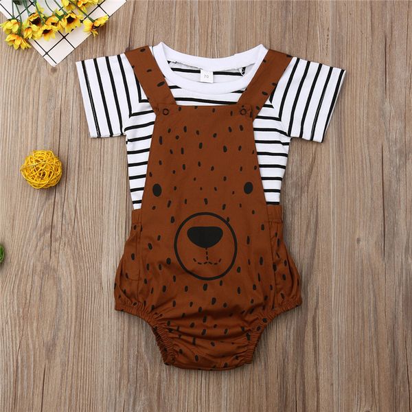 2020 summer toddler kid baby girl boy clothes striped t-shirt + bear belt shorts set, White
2020 summer toddler kid baby girl boy clothes striped t-shirt + bear belt shorts set, White