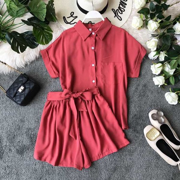 amolapha women summer soild singe breasted blouses shirt+sashes wide leg shorts 2 pieces clothing sets short pants suit, White
amolapha women summer soild singe breasted blouses shirt+sashes wide leg shorts 2 pieces clothing sets short pants suit, White