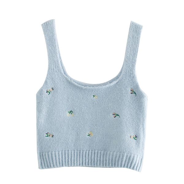women 2020 fashion floral embroidered cropped knitted blouses vintage sleeveless straps female shirts blusas chic, White
women 2020 fashion floral embroidered cropped knitted blouses vintage sleeveless straps female shirts blusas chic, White