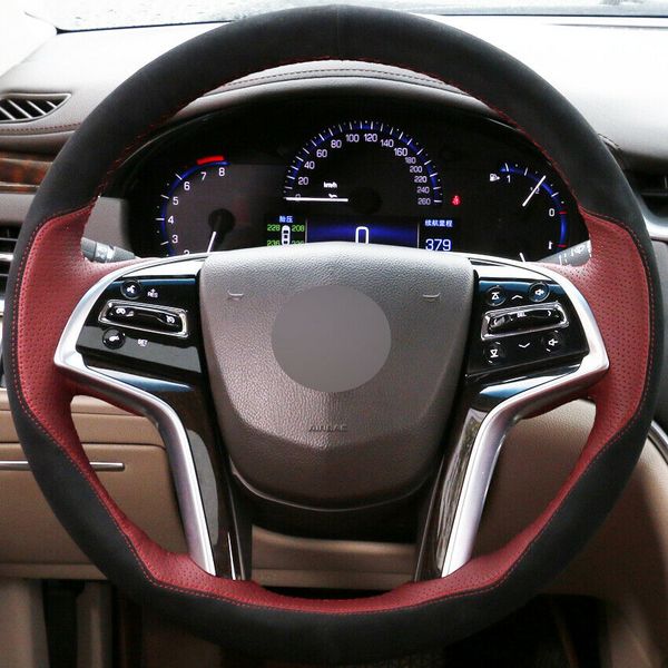 diy hand-stitched car steering wheel cover wine red leather for cadillac srx 2013-15
diy hand-stitched car steering wheel cover wine red leather for cadillac srx 2013-15