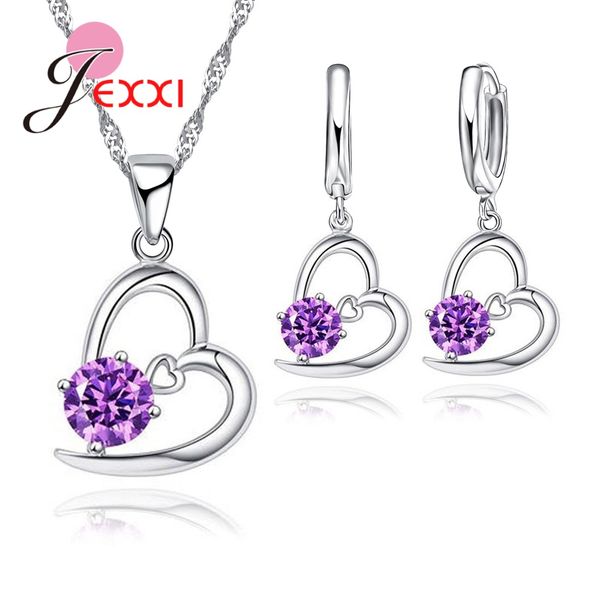 real 925 sterling silver white purple crystals heart jewelry sets for women wedding necklace earrings set
real 925 sterling silver white purple crystals heart jewelry sets for women wedding necklace earrings set
